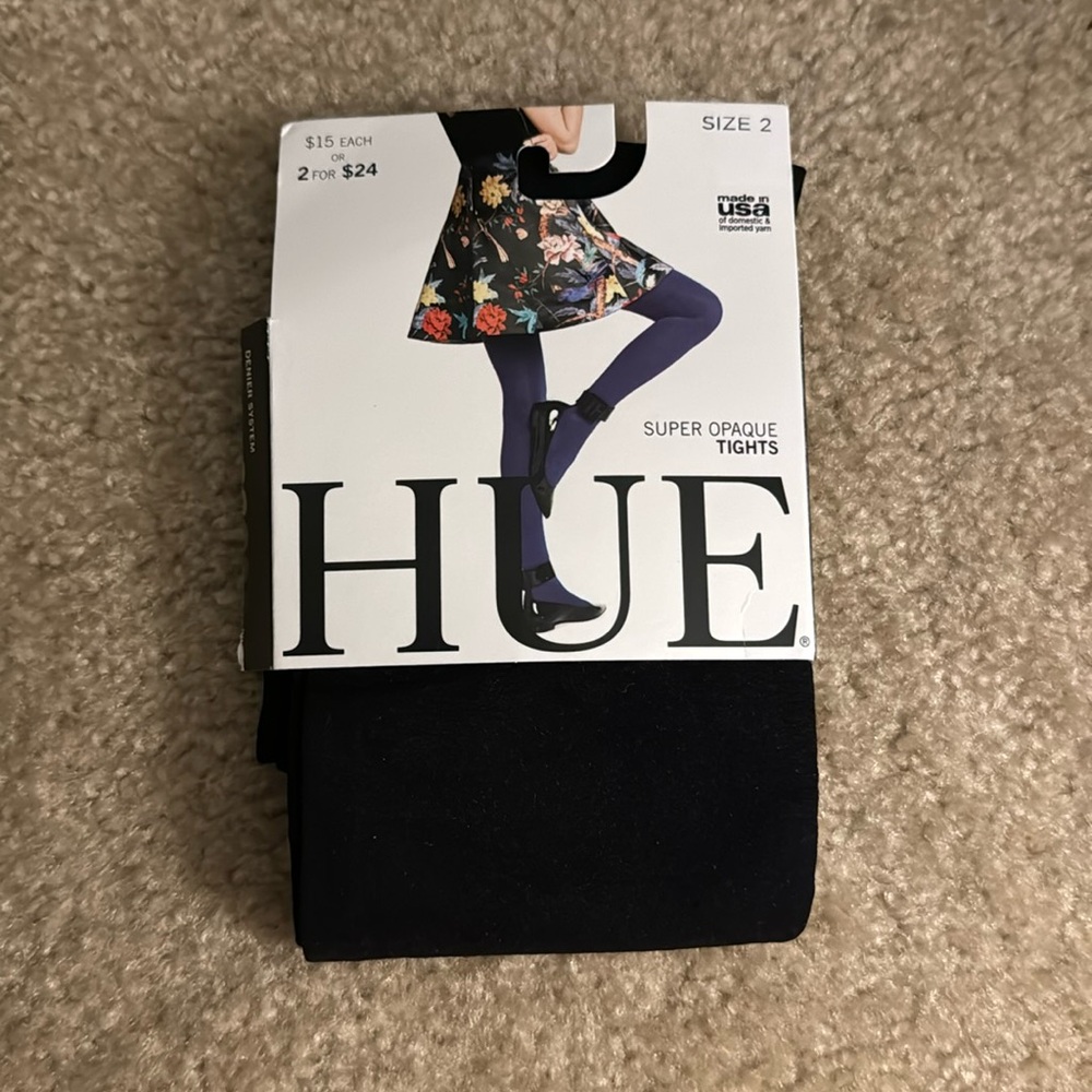 NEW WITH TAGS SUPER OPAQUE BLACK TIGHTS SIZE 2 hue